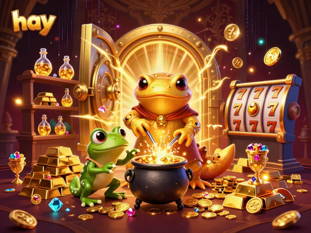Experience thrilling gameplay as hay-themed casino characters generate riches through gold coins and exhilarating slot symbols.