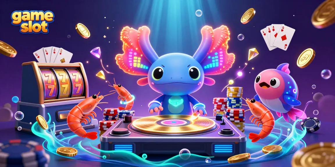 Engage in game slot winning with a vibrant scene showcasing a lively underwater DJ party.