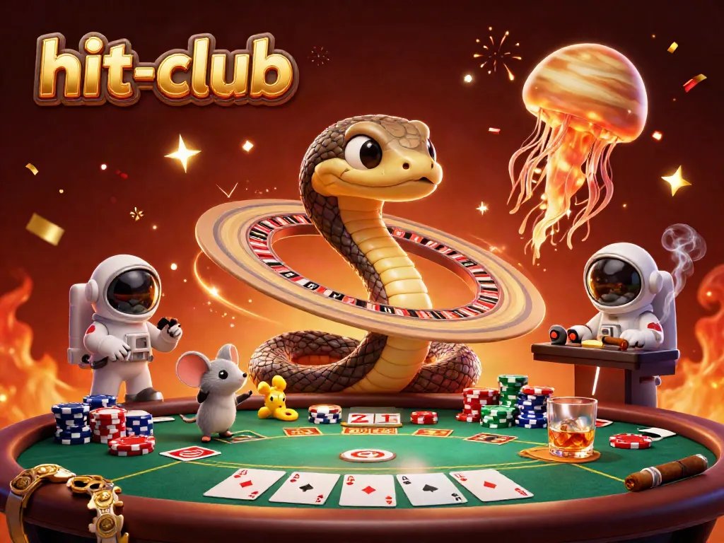 Engage in vibrant bets at hit-club, where astronaut mice and a cosmic dealer bring joyful gambling to life.