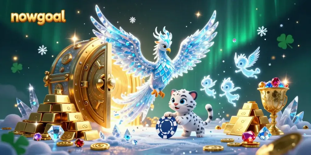 Experience thrilling gameplay with nowgoal’s engaging colorful casino scene featuring ice-themed characters.