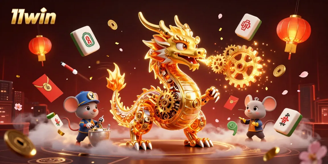 Engage in winning strategies at 11win with a vibrant casino scene featuring the golden dragon.