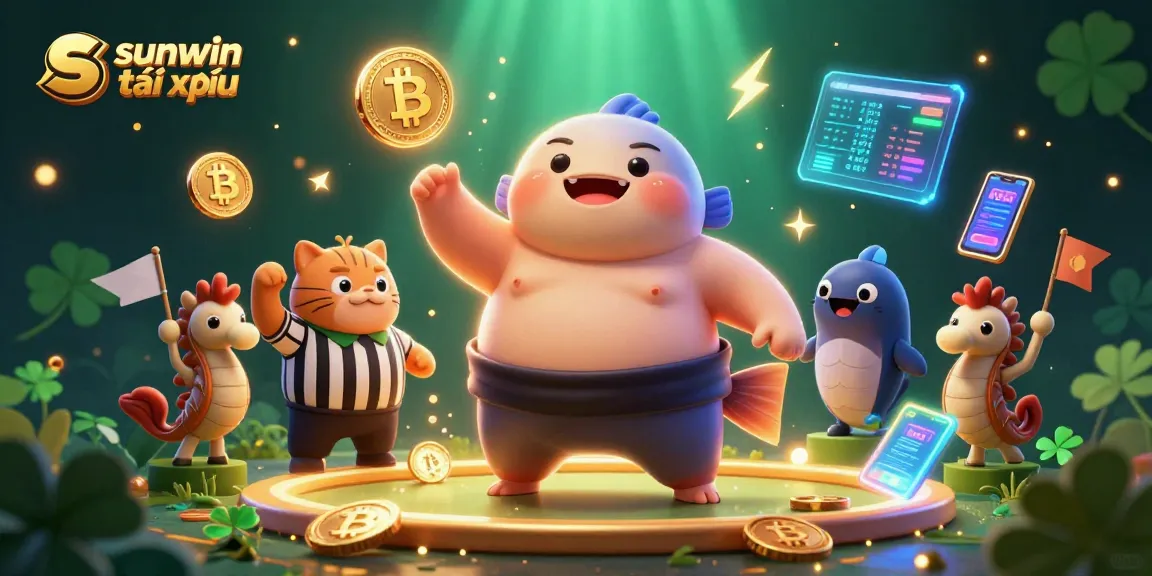 Experience the excitement of sunwin tài xỉu with vibrant 3D characters in a dynamic casino scene.