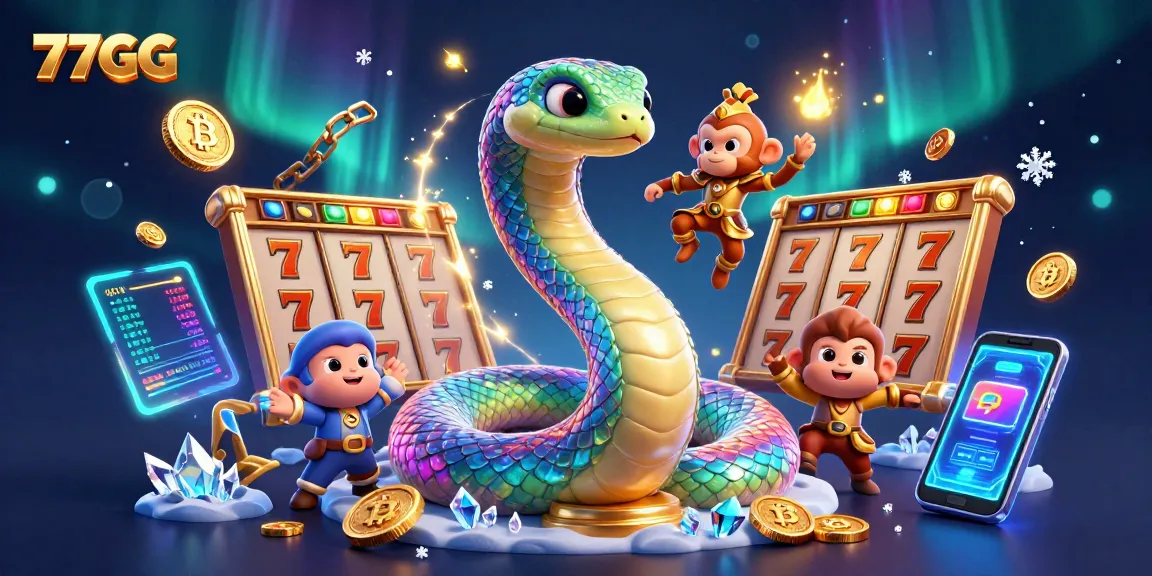 Experience the thrill of gaming at 77GG with colorful symbols and magical elements in a dynamic scene.
