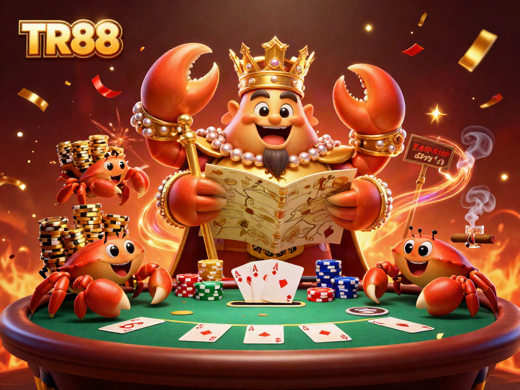 Engage in exciting gameplay with TR88 at a vibrant casino scene featuring golden crab emperor.