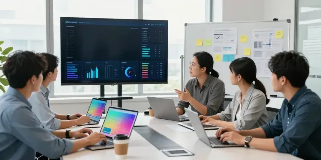 SaaS sponsored content strategy team collaborating in a modern office