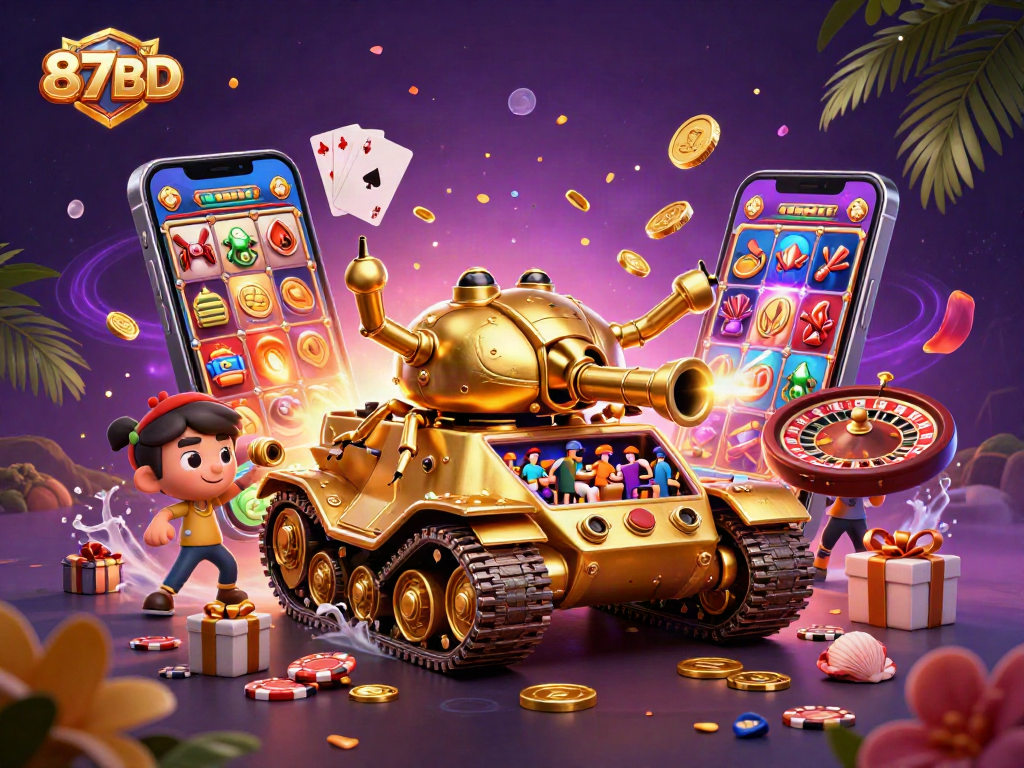 Engage with thrilling gameplay at 87BD featuring a vibrant casino-themed illustration