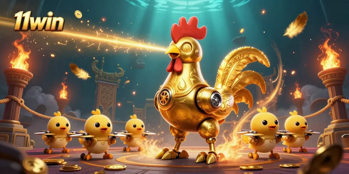 Engage with thrilling gameplay at 11win casino featuring a dynamic robot scene with golden treasures.