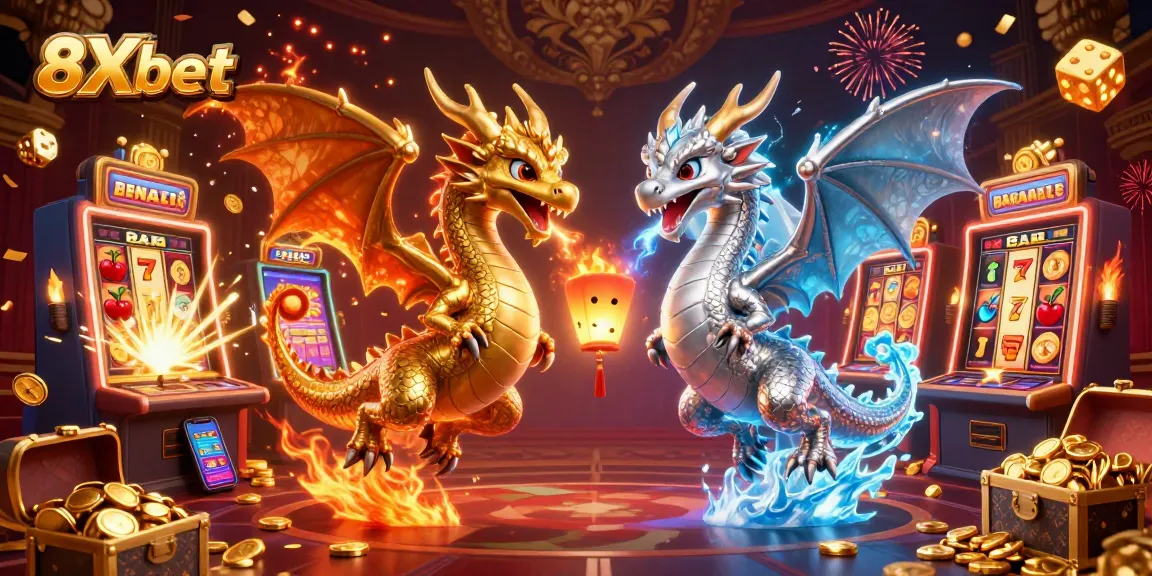 Engage with 8Xbet's thrilling casino experience featuring dynamic dragons and bounty rewards.