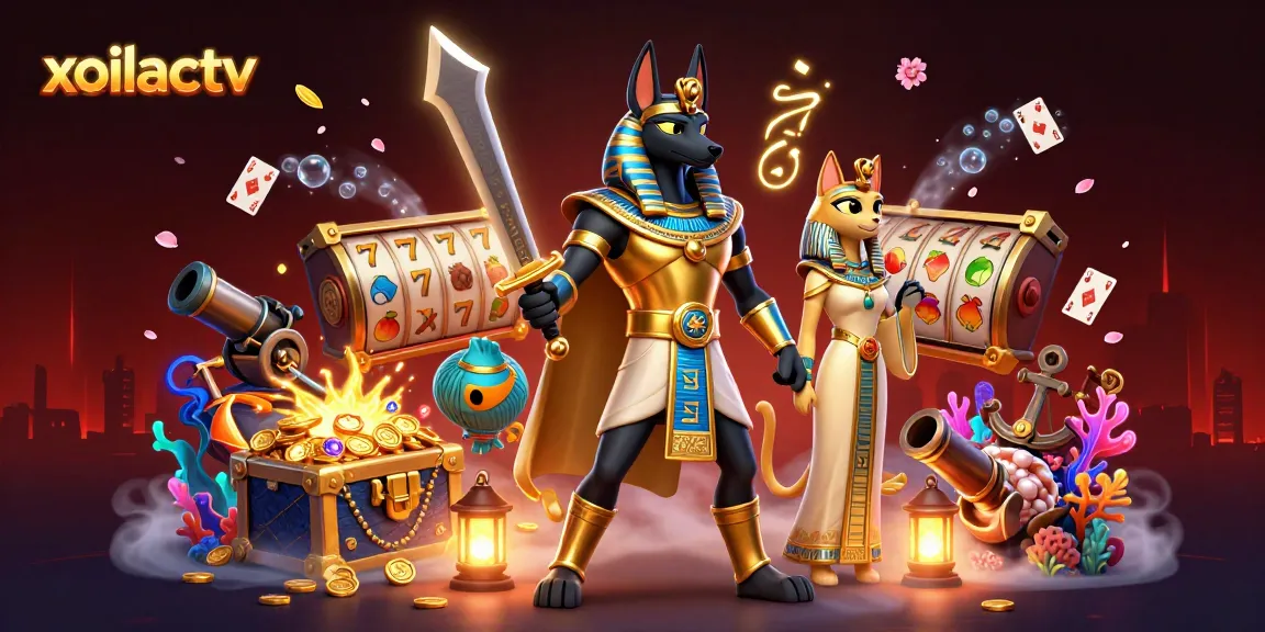 Experience the thrill of gaming with xoilactv featuring Anubis and Bastet among slot elements.